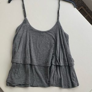 Garage grey ruffle tank top